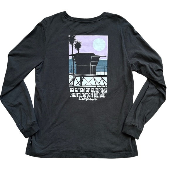Vans RARE US Open of Surfing Huntington Beach Black Long Sleeve Tee Size Large - Picture 1 of 10